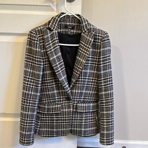 Aqua Women's Black and White Plaid Blazer
